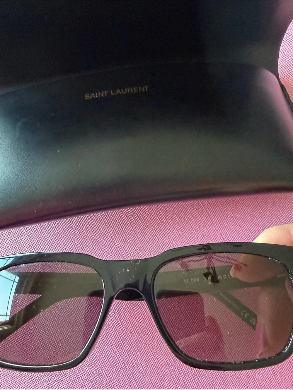 Saint Laurent Glossy Black Designer Sunglasses Arm Detail